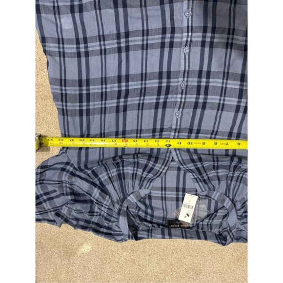 NWT Lane Bryant Puff Sleeve Button Down Blue Plaid Size 12 Blouse - Picture 7 of 8